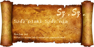 Széplaki Szénia névjegykártya